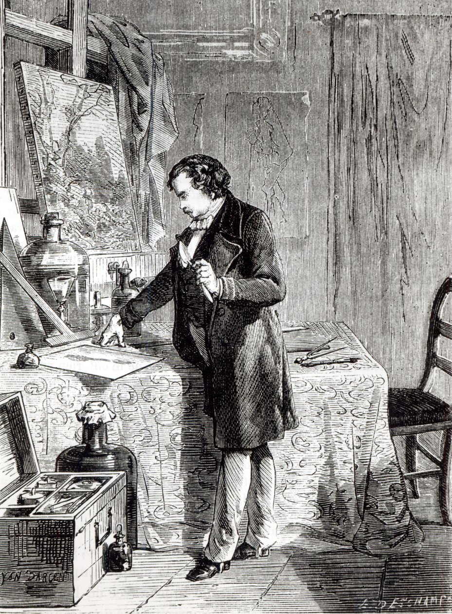Daguerre odkrywa światłoczułość jodku srebra w 1831 r. autorstwa French School
