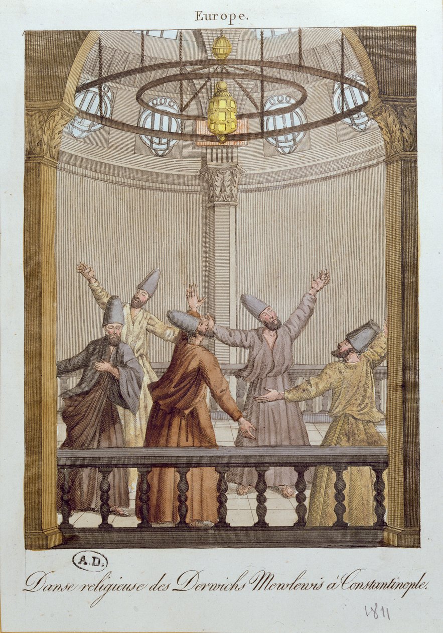 Taniec derwiszów Mewlewis w Konstantynopolu, 1811 autorstwa French School