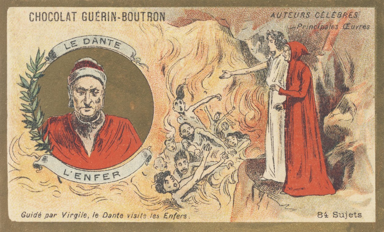 Dante Alighieri, znany jako „Dante” (1265-1321), florencki poeta, pisarz, myśliciel i polityk, autor „Piekła” autorstwa French School