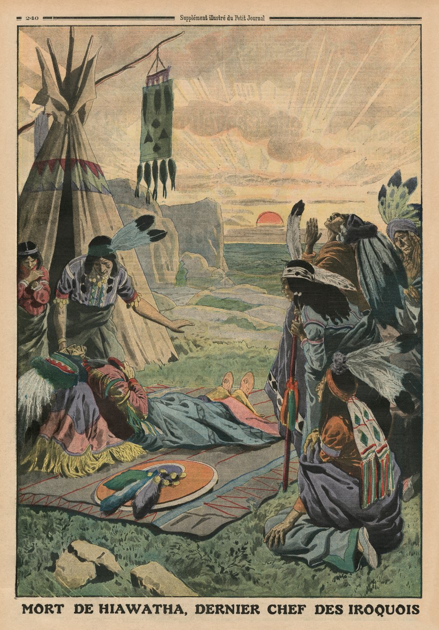 Śmierć Hiawathy, ilustracja na tylnej okładce z „Le Petit Journal”, dodatek illustre, 27 lipca 1913 autorstwa French School