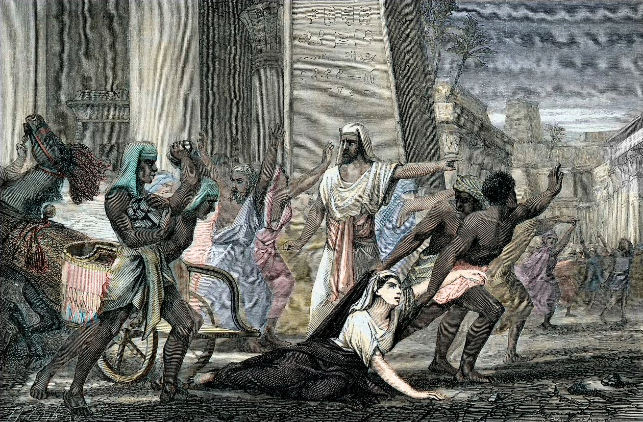 Śmierć Hypatii zamordowanej przez wyznawców Cyryla, patriarchy Aleksandrii, koniec XIX w. (rycina) autorstwa French School