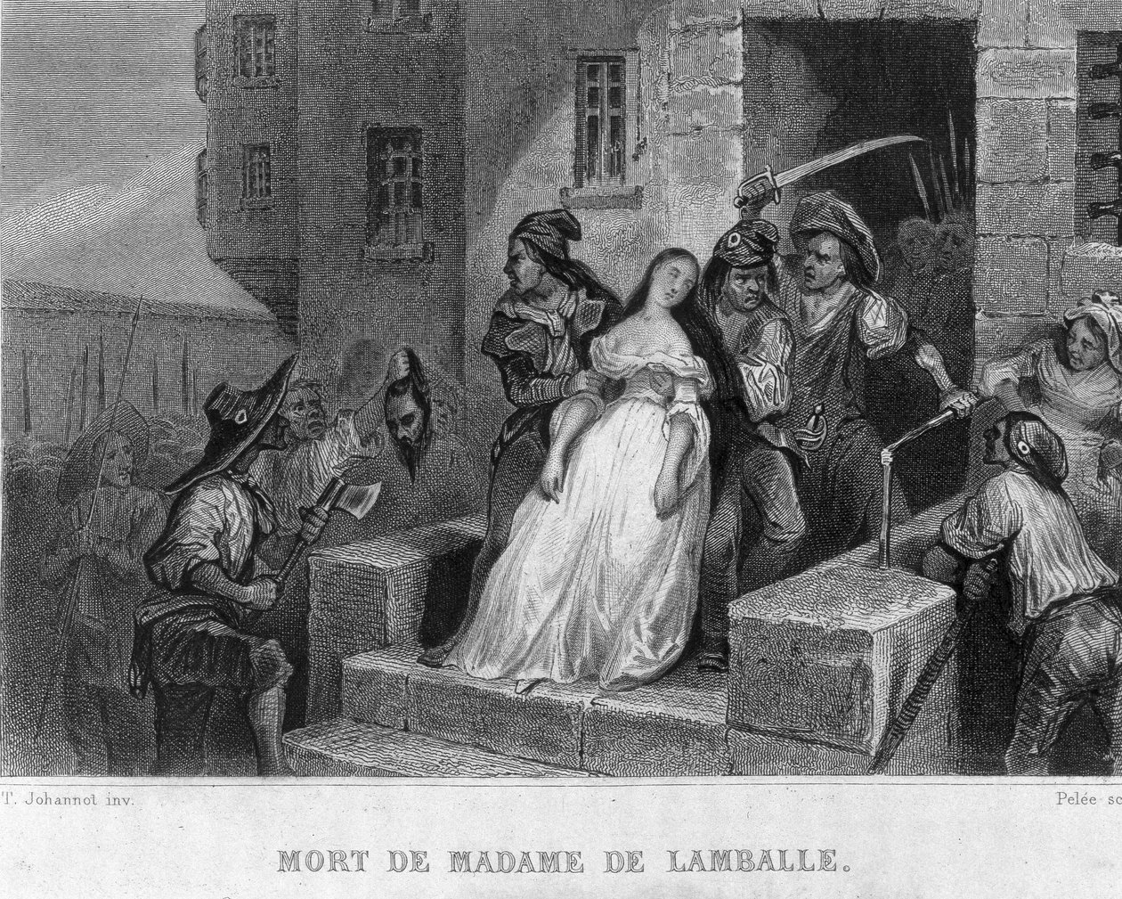 Śmierć Marii Teresy z Savoie Carignan (1749-1792), księżnej Lamballe (1792) – w „Rewolucji francuskiej” Thiersa. 19 wiek autorstwa French School
