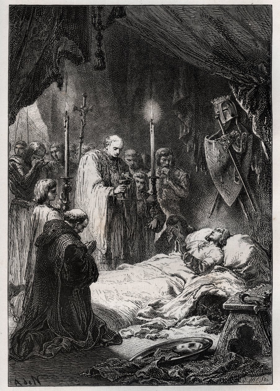 Śmierć św. Ludwika w Tunisie 25 sierpnia 1270 r. - Śmierć św. Ludwika” (podczas VII krucjaty 25 sierpnia 1270 r.) - rycina z „L