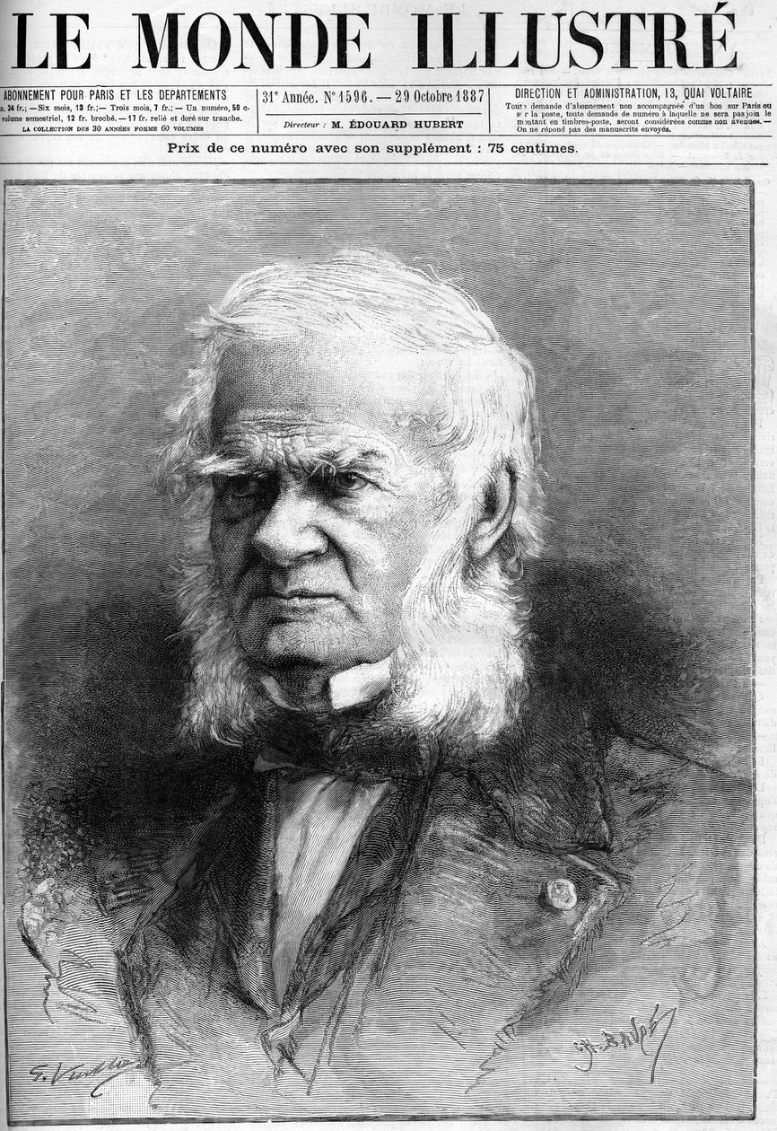 Śmierć akademika Auguste Cuvillier Fleury (1802-1887) (Cuvillier-Fleury) w „The Illustrous World” z 29 października autorstwa French School
