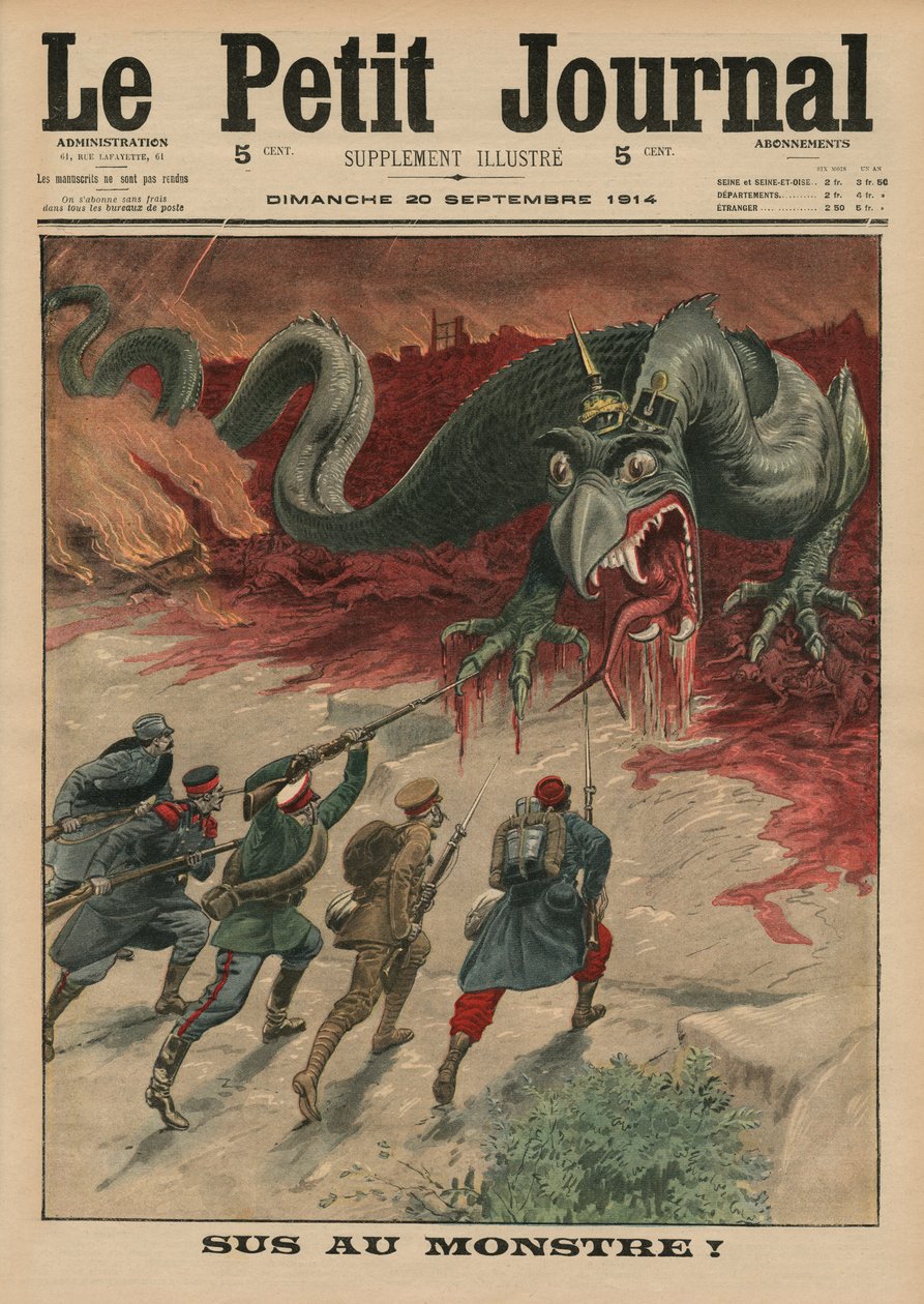Śmierć potworowi, ilustracja na okładce z „Le Petit Journal”, dodatek illustre, 20 września 1914 autorstwa French School
