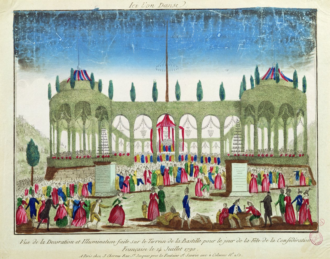 Dekoracja i iluminacja Bastylii na Święto Federacji, 14 lipca 1790 r. autorstwa French School
