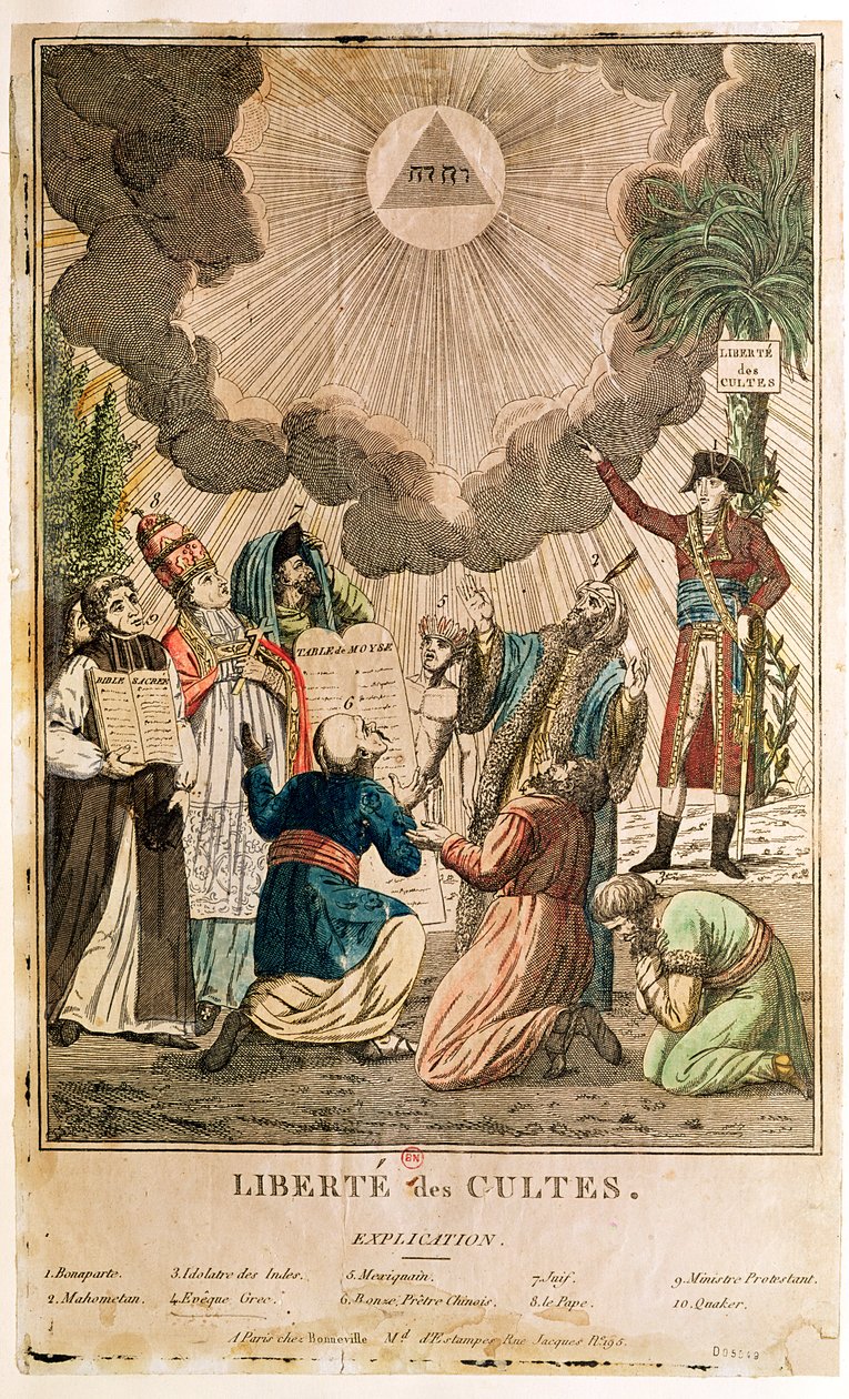 Dekret o ustanowieniu wolności wyznania, listopad 1799 (rycina kolorowana) autorstwa French School