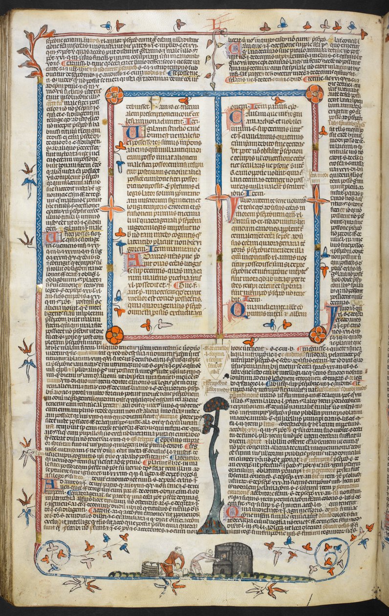 Dekretale Grzegorza IX z połyskiem Bernarda z Parmy („Dekretały Smithfielda”), MS Royal MS 10 E IV, f.145v, ok. 1300-40 (atrament na pergaminie) autorstwa French School
