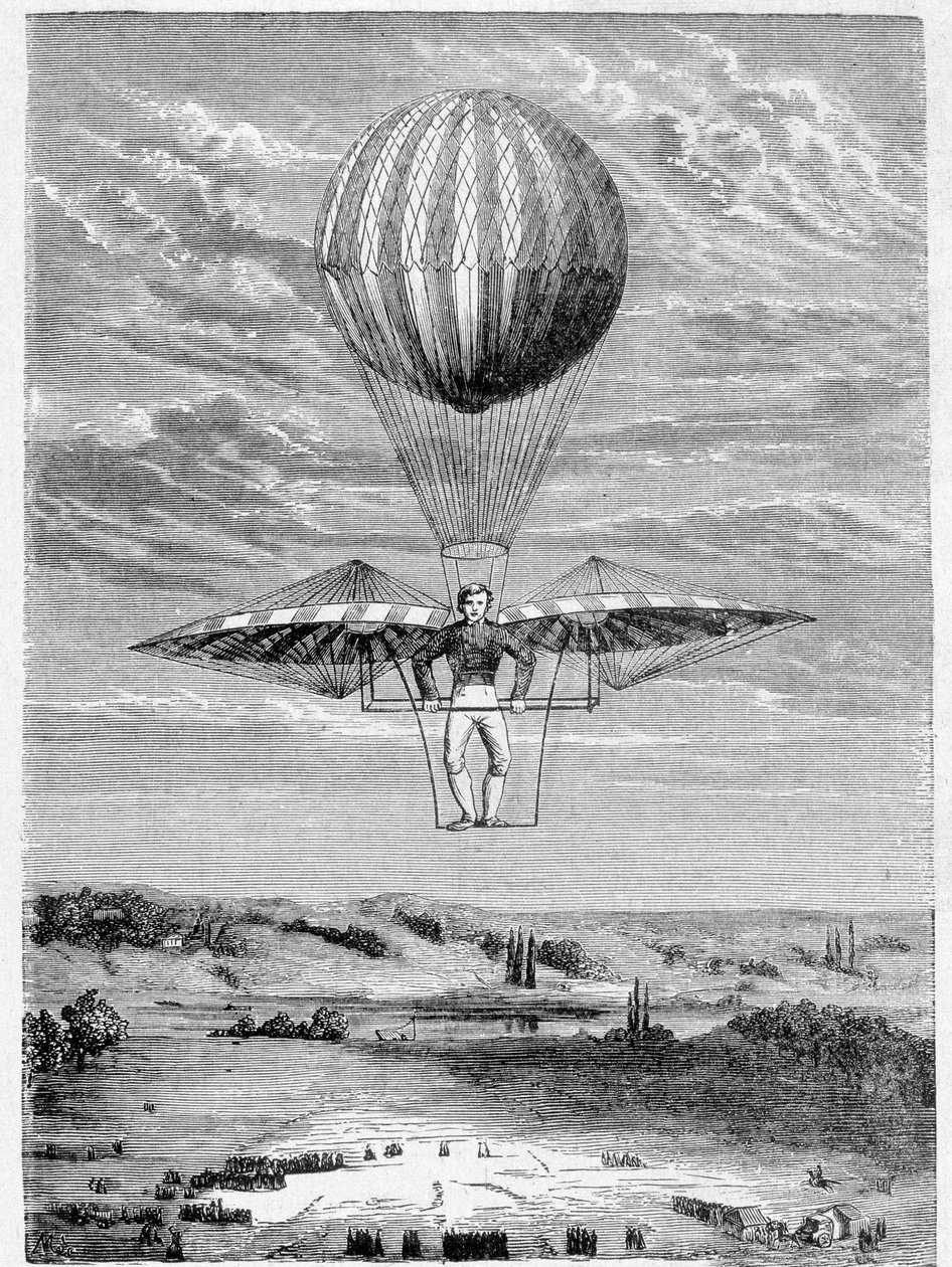 Aparat Deghen (Degen) do kierowania aerostatami w 1812 r. - w „Albumie Nauki”; wybitni naukowcy; Wielkie odkrycia”” 1896. autorstwa French School