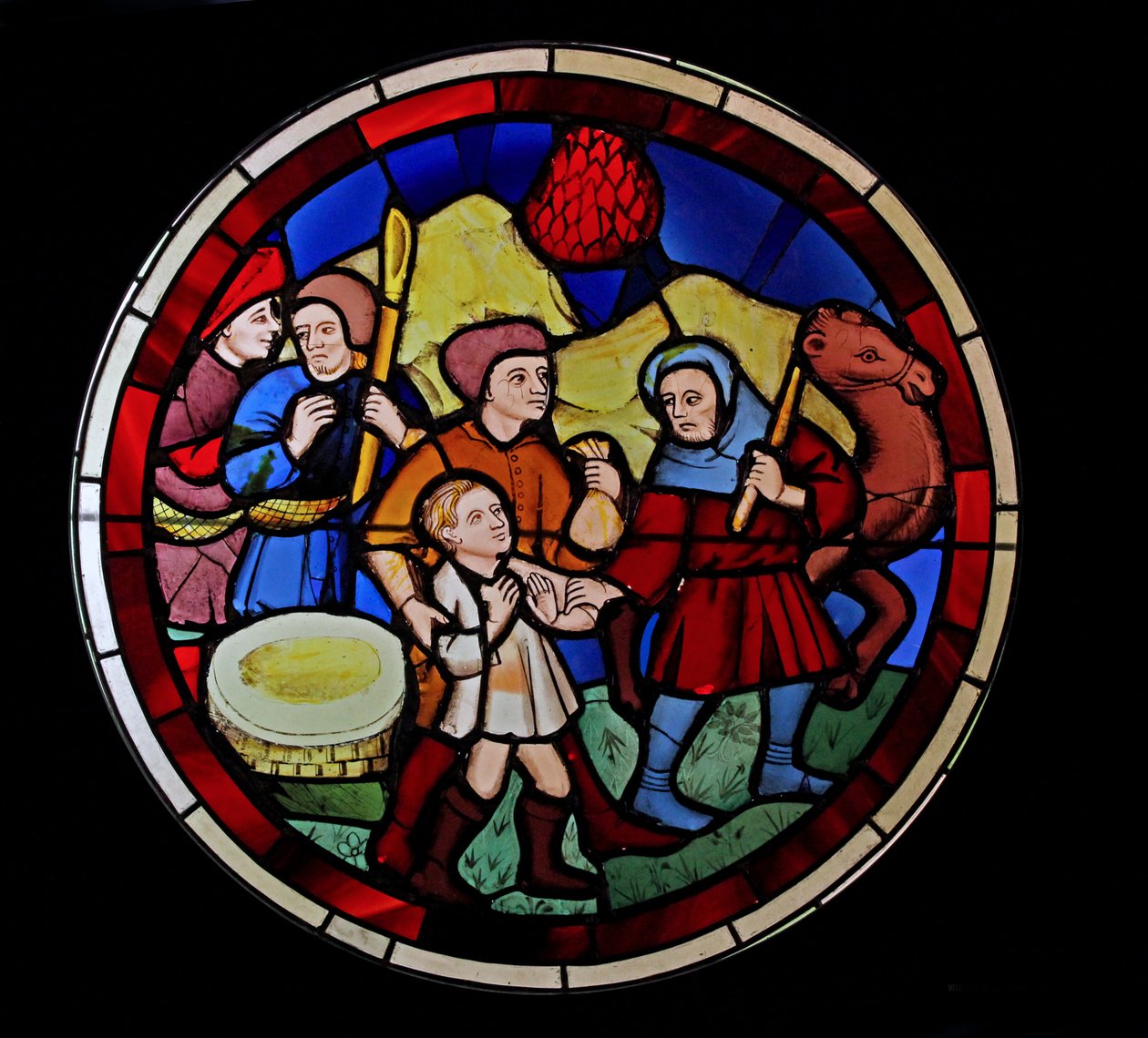 Przedstawienie Józefa sprzedawanego przez jego braci, ex Ste Chapelle, Bay N autorstwa French School