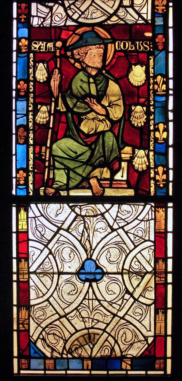 Przedstawiający św. Jakuba: grisaille z Chapelle du Chateau w Rouen? autorstwa French School