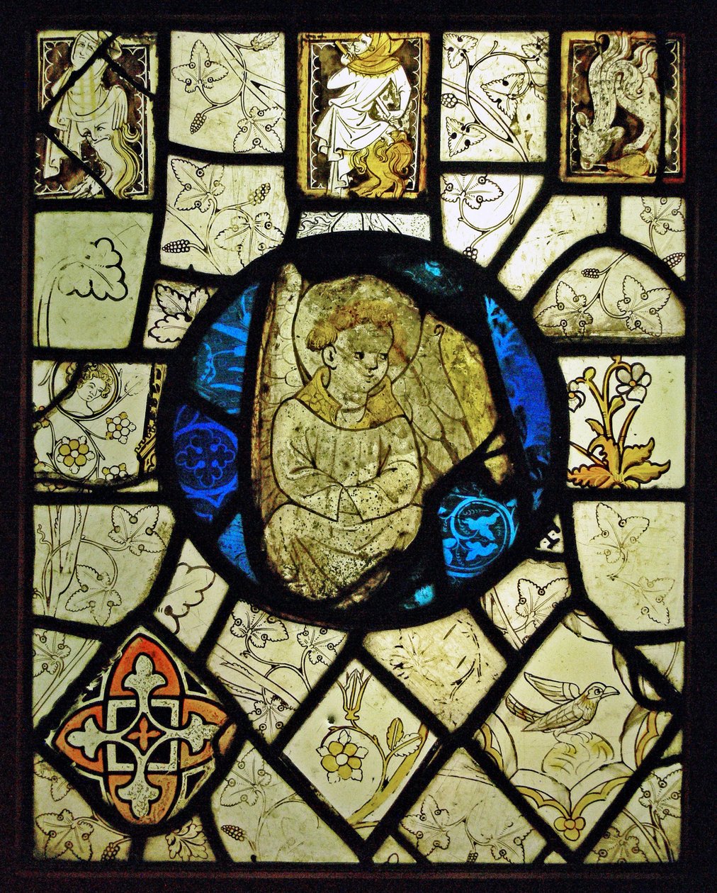 Przedstawiający grisaille z groteskami i aniołem; Normandia autorstwa French School