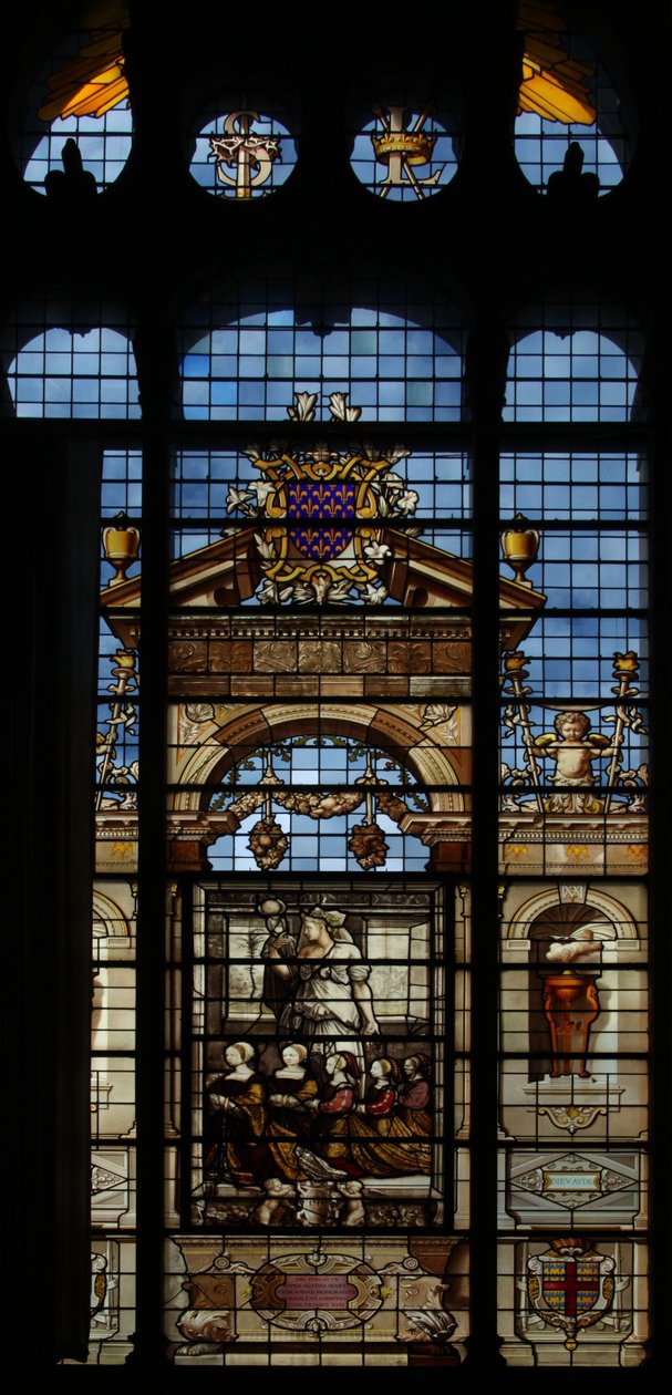 Przedstawiające północne okno w kaplicy w zamku Chantilly autorstwa French School