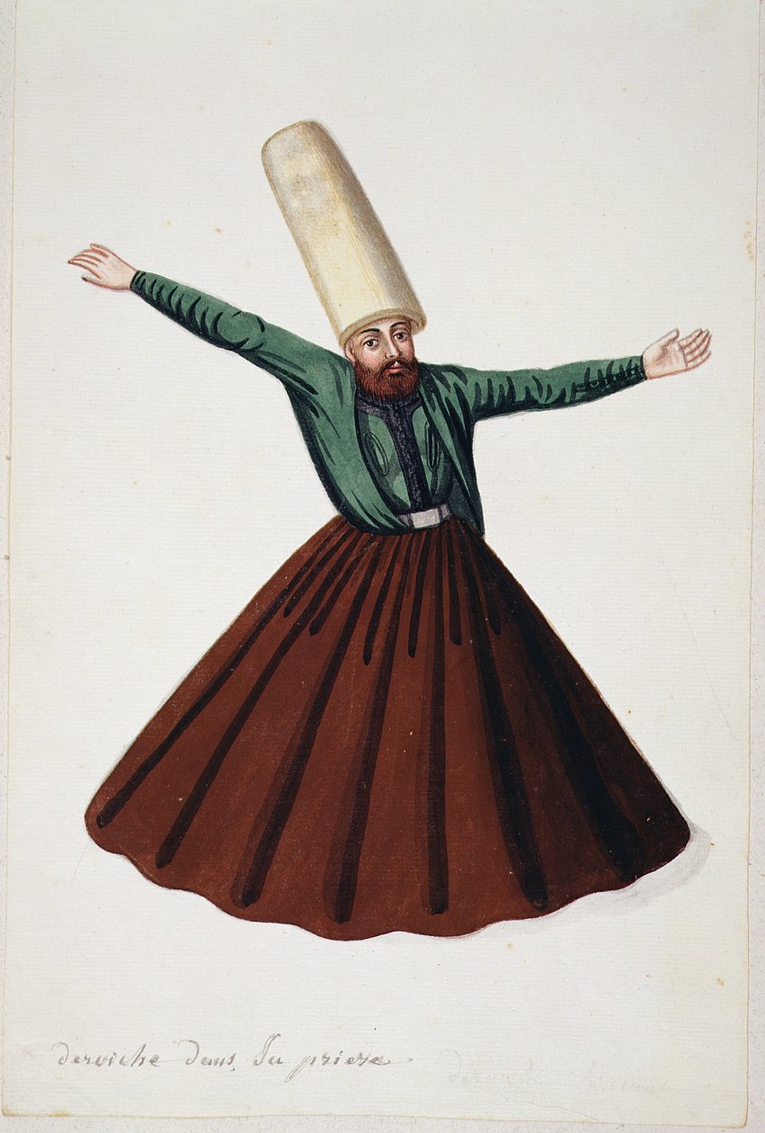 Derwisz w modlitwie, okres osmański, 3. ćw. XVIII w. (wc na papierze) autorstwa French School