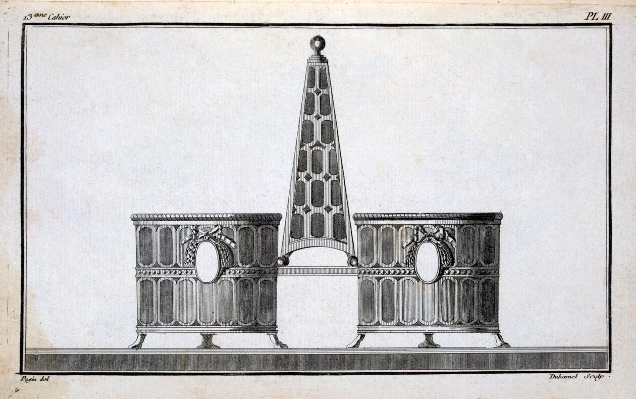 Projekt autorstwa Pugina, z księgi wzorców neoklasycznych projektów metaloplastyki zebranych przez Duhamela, ok. 1770-80 autorstwa French School