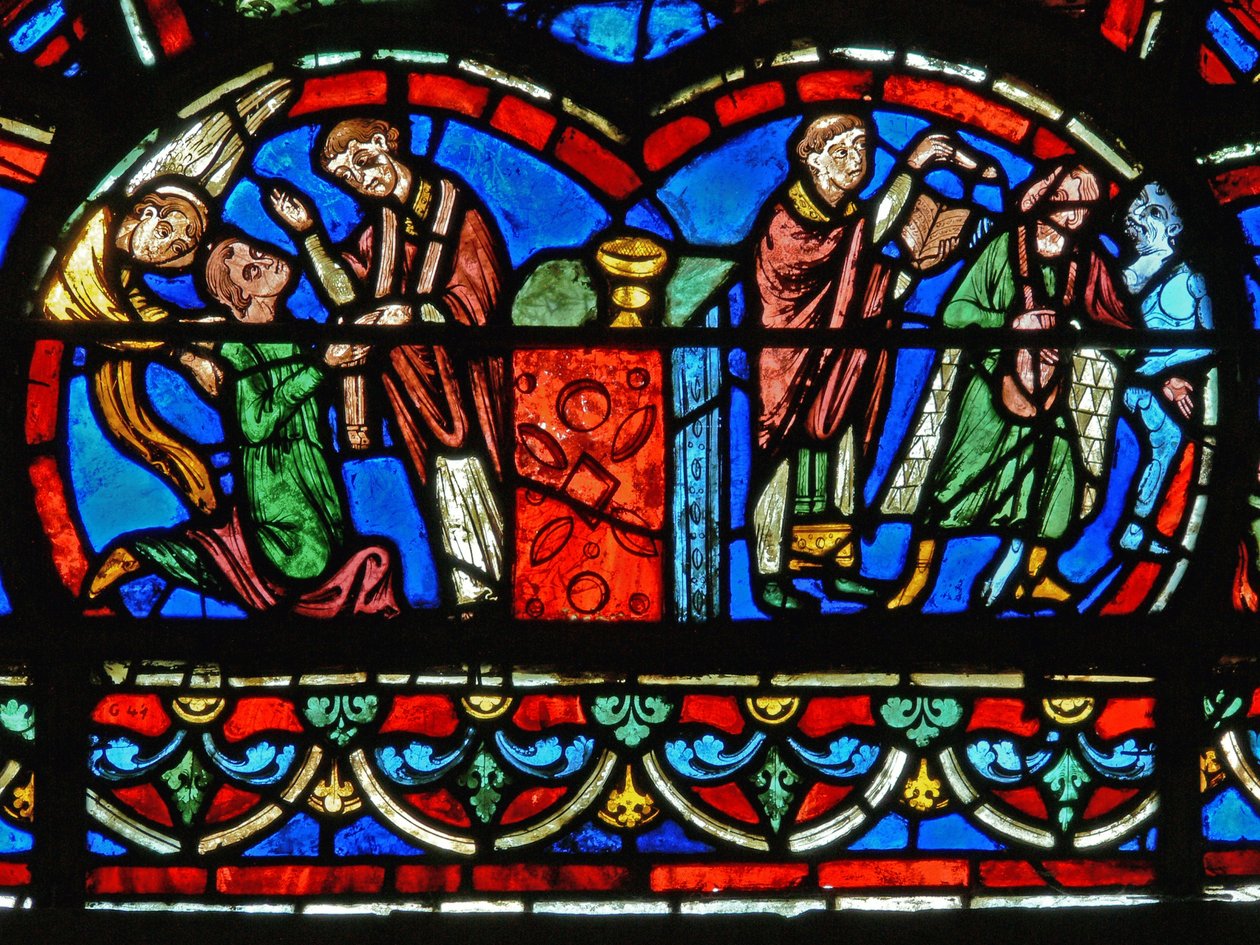 Fragment okna przedstawiający Sąd Ostateczny autorstwa French School