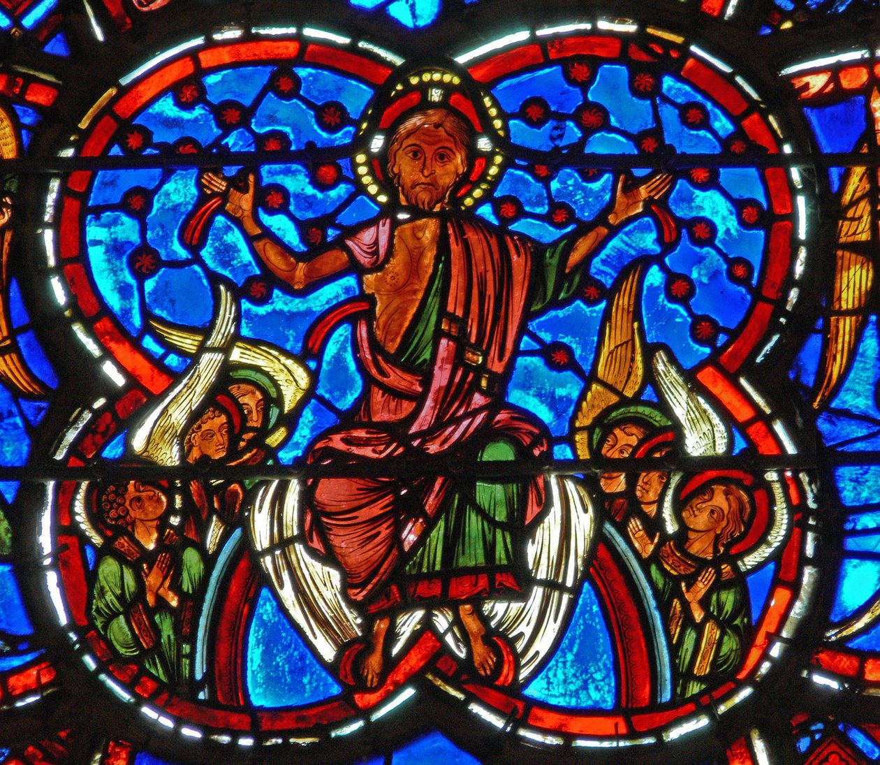 Fragment okna przedstawiający Sąd Ostateczny: Chrystus autorstwa French School