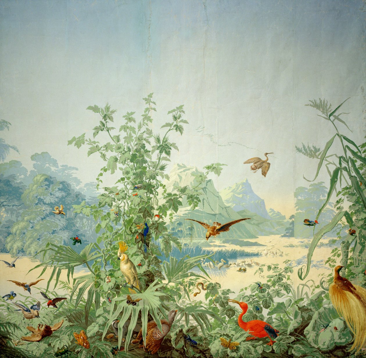 Detal Brasil, panoramiczny wzór tapety, wydrukowany przez Desfosse et Karth, Paryż, 1867 autorstwa French School