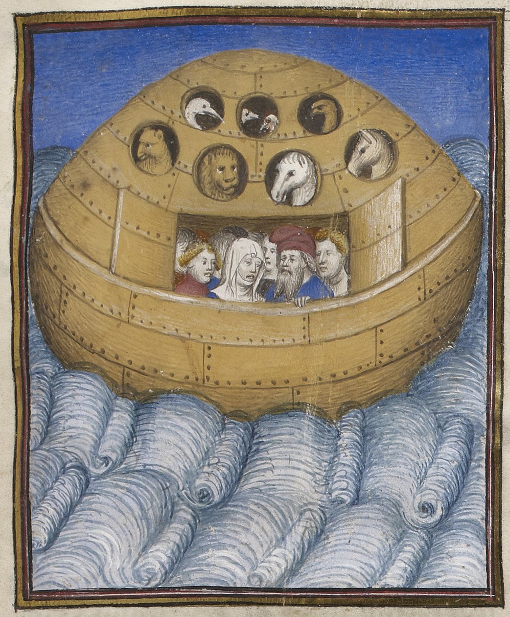 Fragment Arki Noego, ilustracja z „Les Croniques de Burgues” autorstwa French School