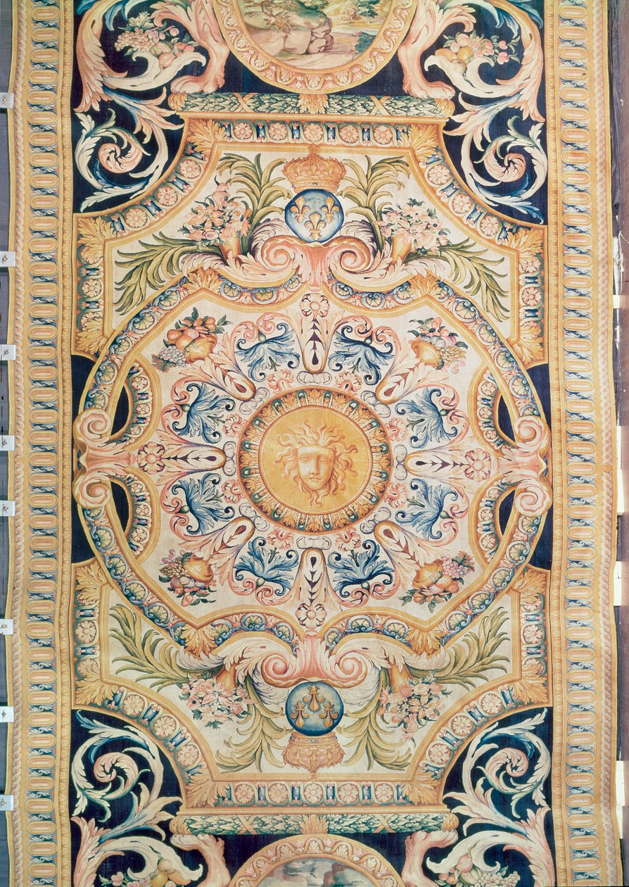 Fragment dywanu Savonnerie wykonanego dla Grande Galerie w Luwrze, ok. 1680 (wełna) autorstwa French School