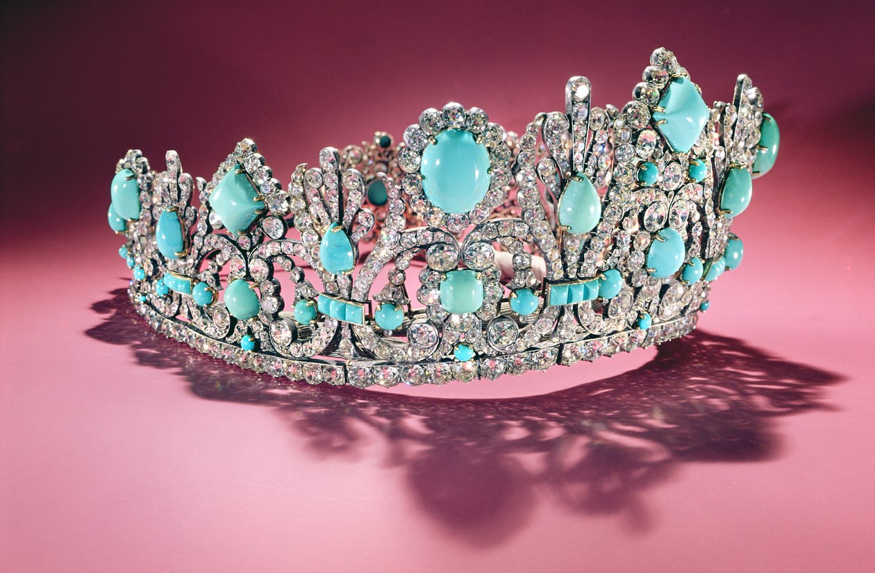 Diadem, dar Napoleona I (1769-1821) dla Marie Louise (1791-1847) zamówiony w 1810 (diament i turkus) autorstwa French School