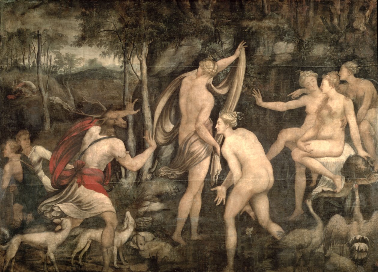 Diana i Akteon, szkoła Fontainebleau, połowa XVI w. autorstwa French School