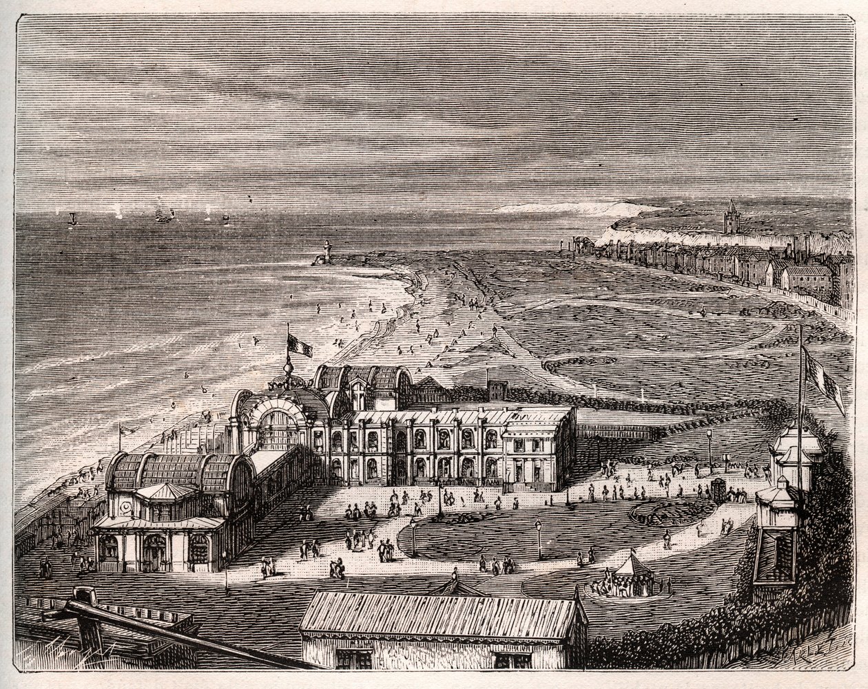 Dieppe - Normandia - rycina w „La France illustrée: geografia, historia, administracja statystyczna” autorstwa V.A. Malt-Browna. 1884 autorstwa French School