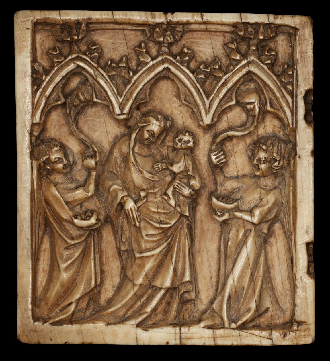 Dyptyk z Matką Boską z Dzieciątkiem i dwoma aniołami, 1375-1400 autorstwa French School