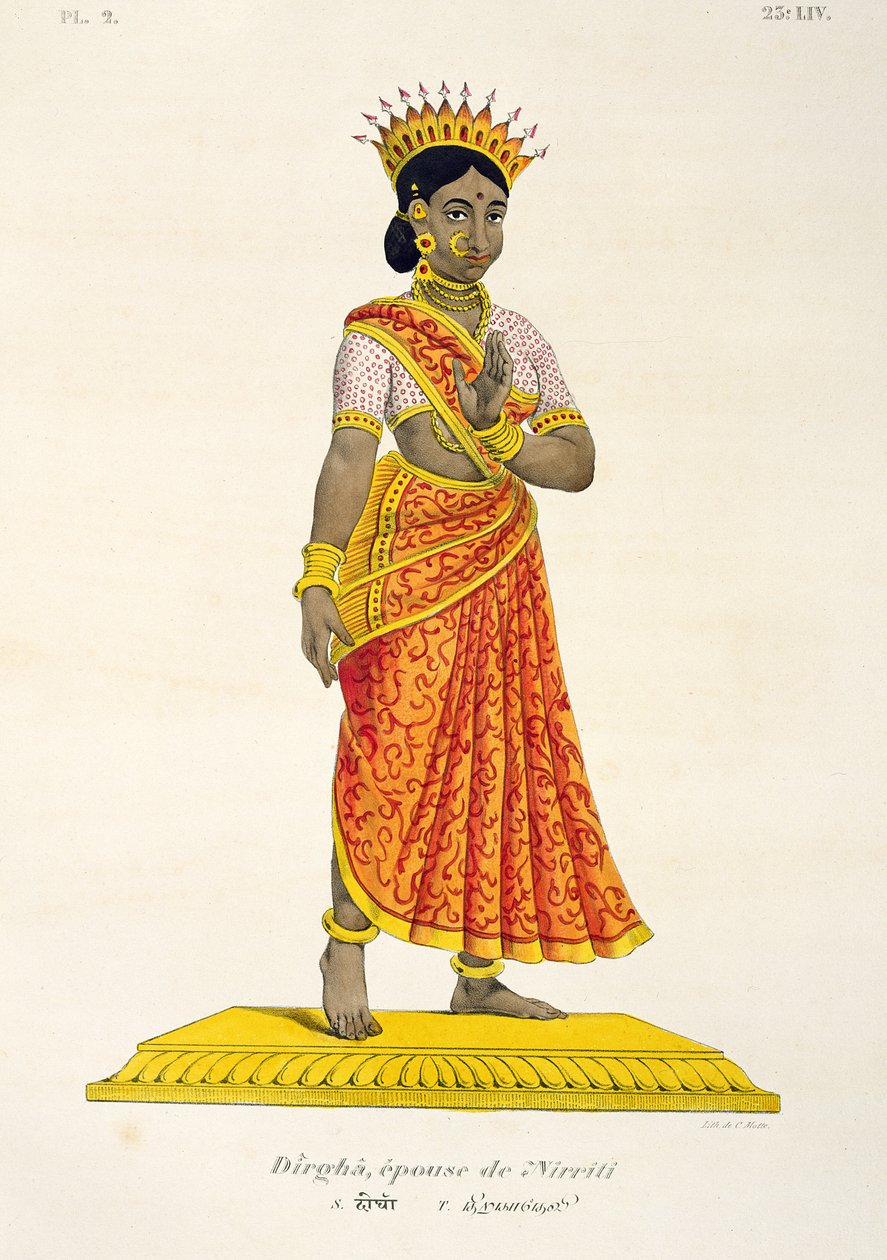 Dirgha żona Nirriti, rytowana przez C. de Motte (1785-1836) autorstwa French School