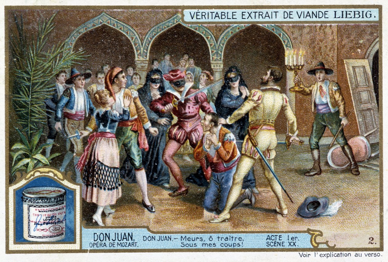 Don Juan: Akt I, Scena XX, Don Juan na balu maskowym - chromo Liebig autorstwa French School