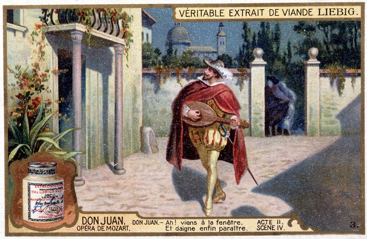 Don Juan w Trubadurze: Akt II sc. IV opery Mozarta „Don Giovanni”” Liebig Chromolithography, t. 1900 autorstwa French School