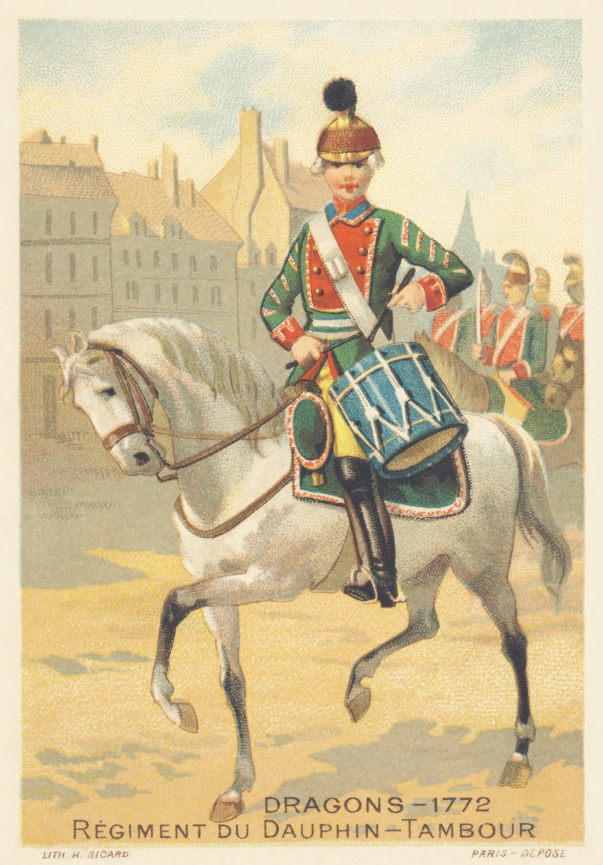 Dragoni, Regiment du Dauphin, Drambour w 1772 autorstwa French School