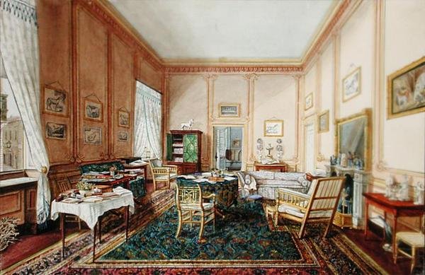 Salon (akwarela na papierze) autorstwa French School