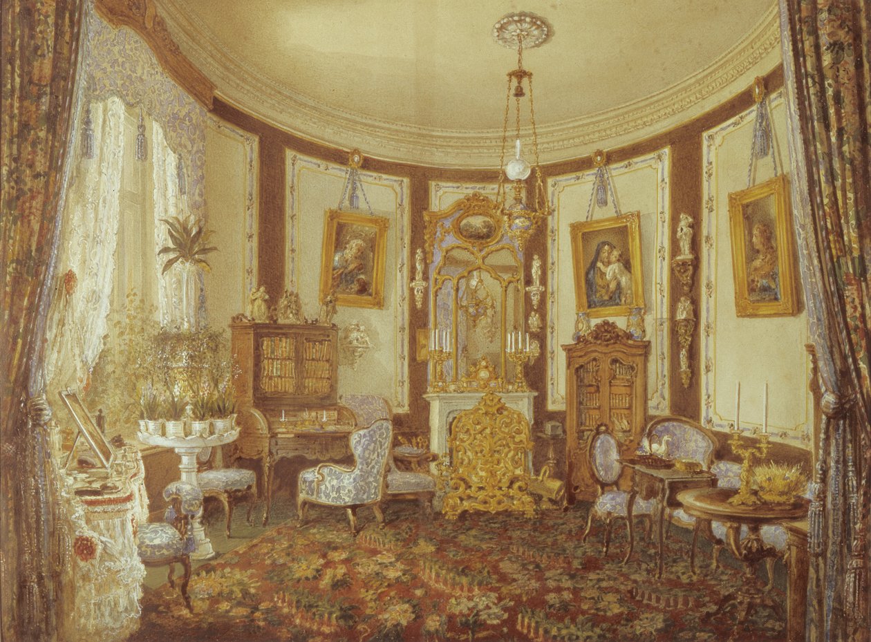 Salon Zamku Sache (wc na papierze) autorstwa French School