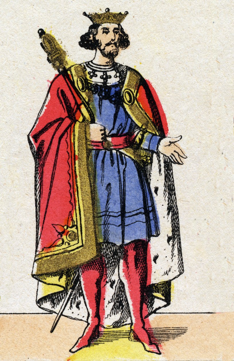 Dynastia Kapetów: Portret Henryka I (1009-1060), króla Franków od 1031 do 1060. Obraz epinal z końca XIX wieku. Prywatna kolekcja. autorstwa French School