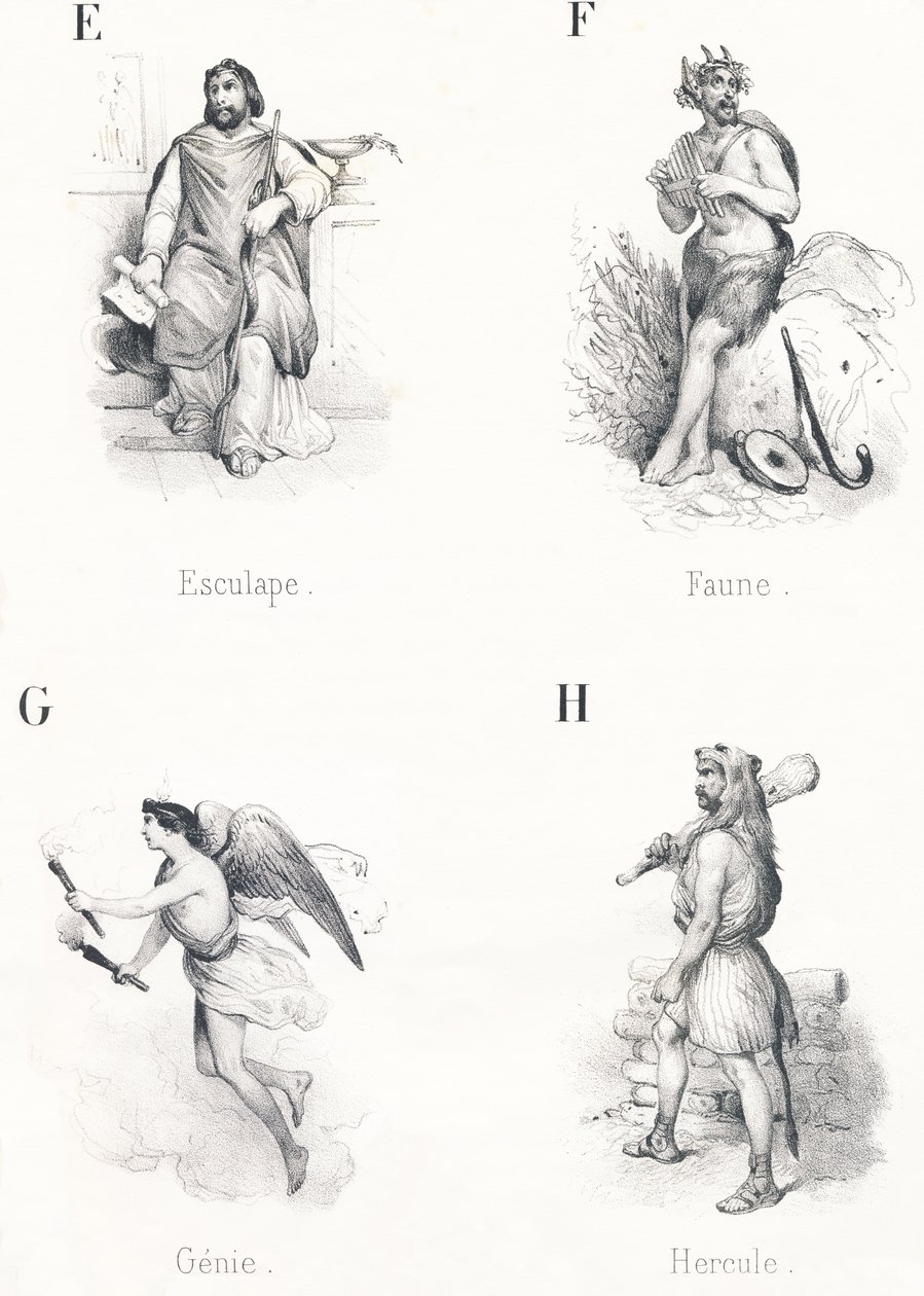 E F G H: Eskulap, Fauna, Dżin, Herkules autorstwa French School