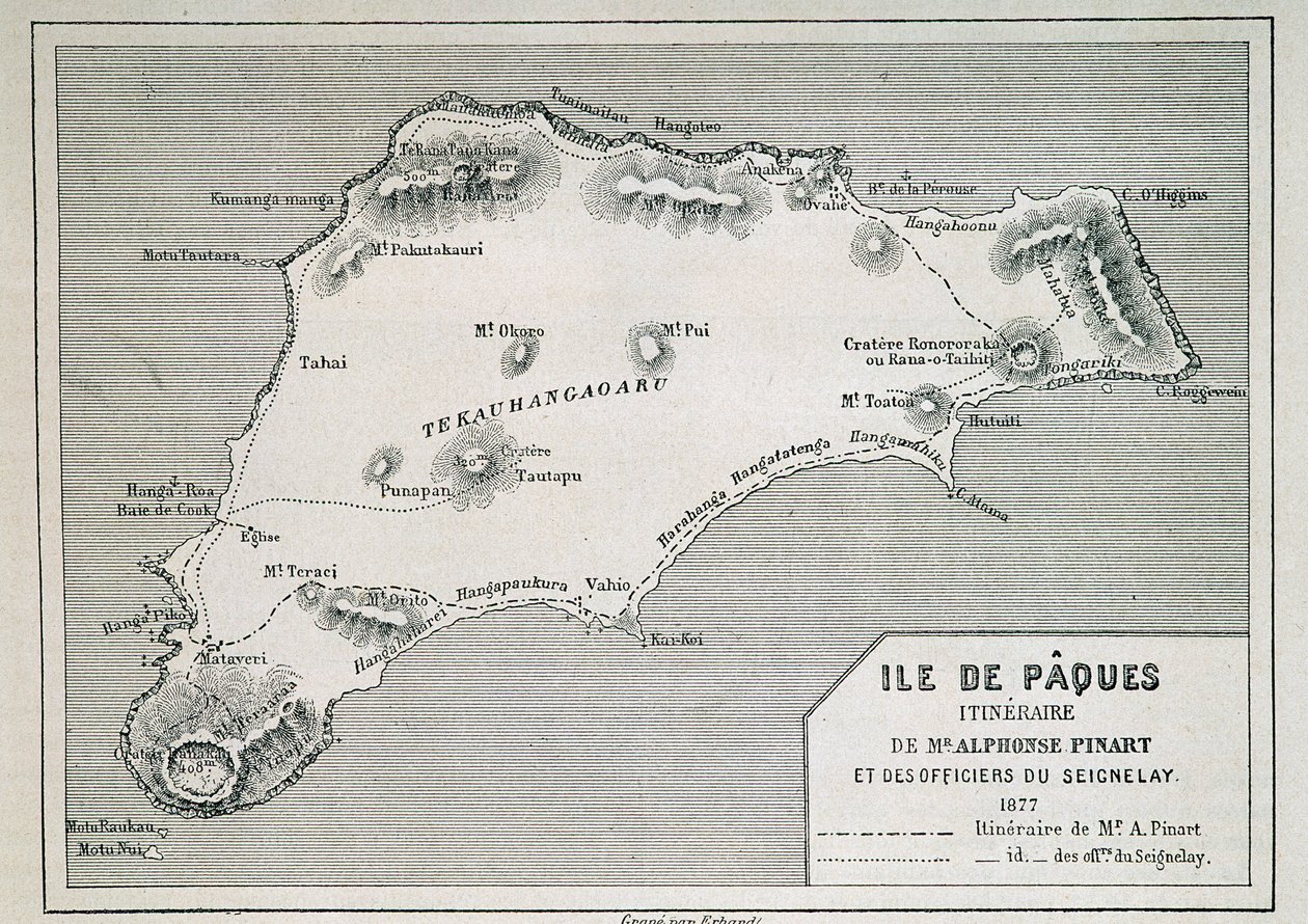 Wyspa Wielkanocna (Rapa Nui): trasa autorstwa pana. Pinart autorstwa French School