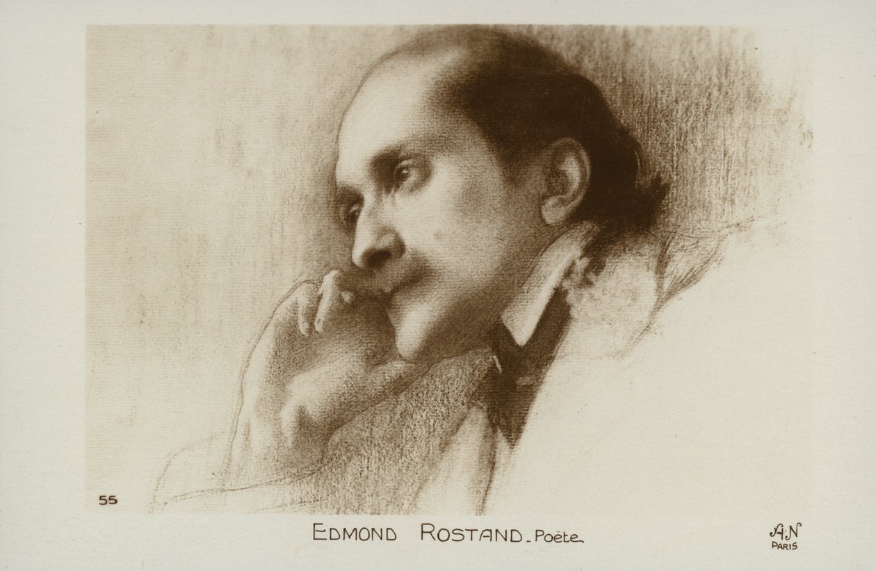 Edmond Rostand (1868-1918), francuski poeta i dramaturg (litografia) autorstwa French School