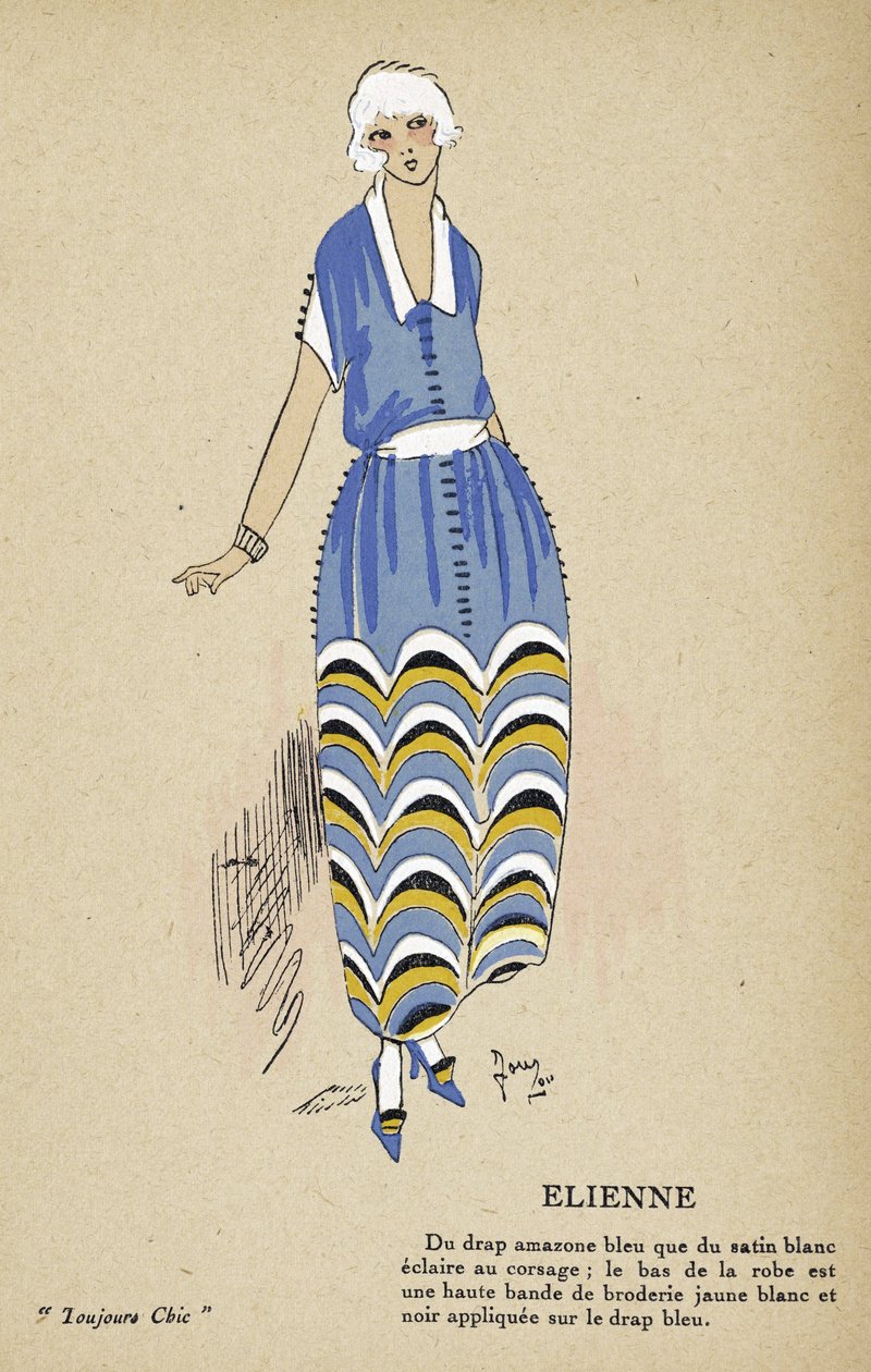 Elienne, z Toujours Chic, wyd. 1921-22 (odbitka szablonowa) autorstwa French School