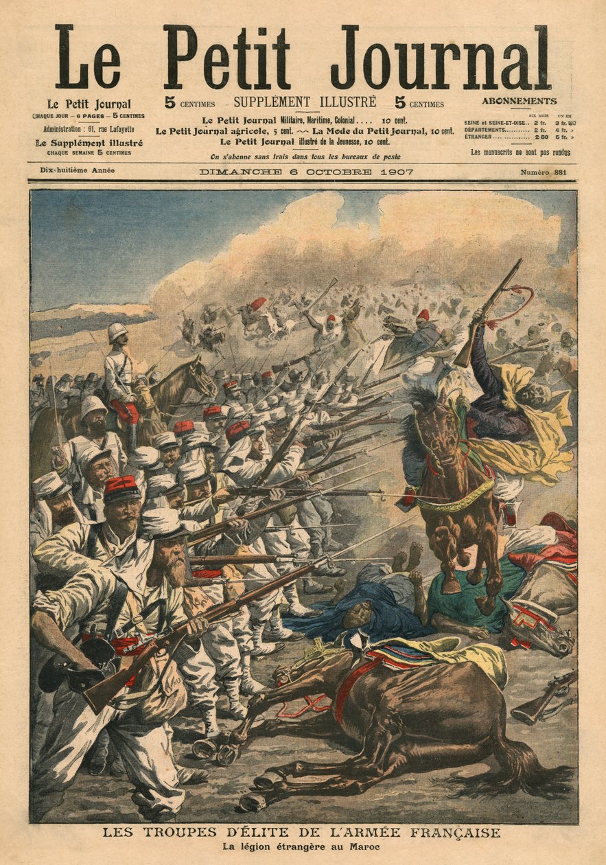 Elitarne oddziały armii francuskiej, Francuska Legia Cudzoziemska w Maroku, ilustracja z „Le Petit Journal”, dodatek ilustr., 6 października 1907 autorstwa French School