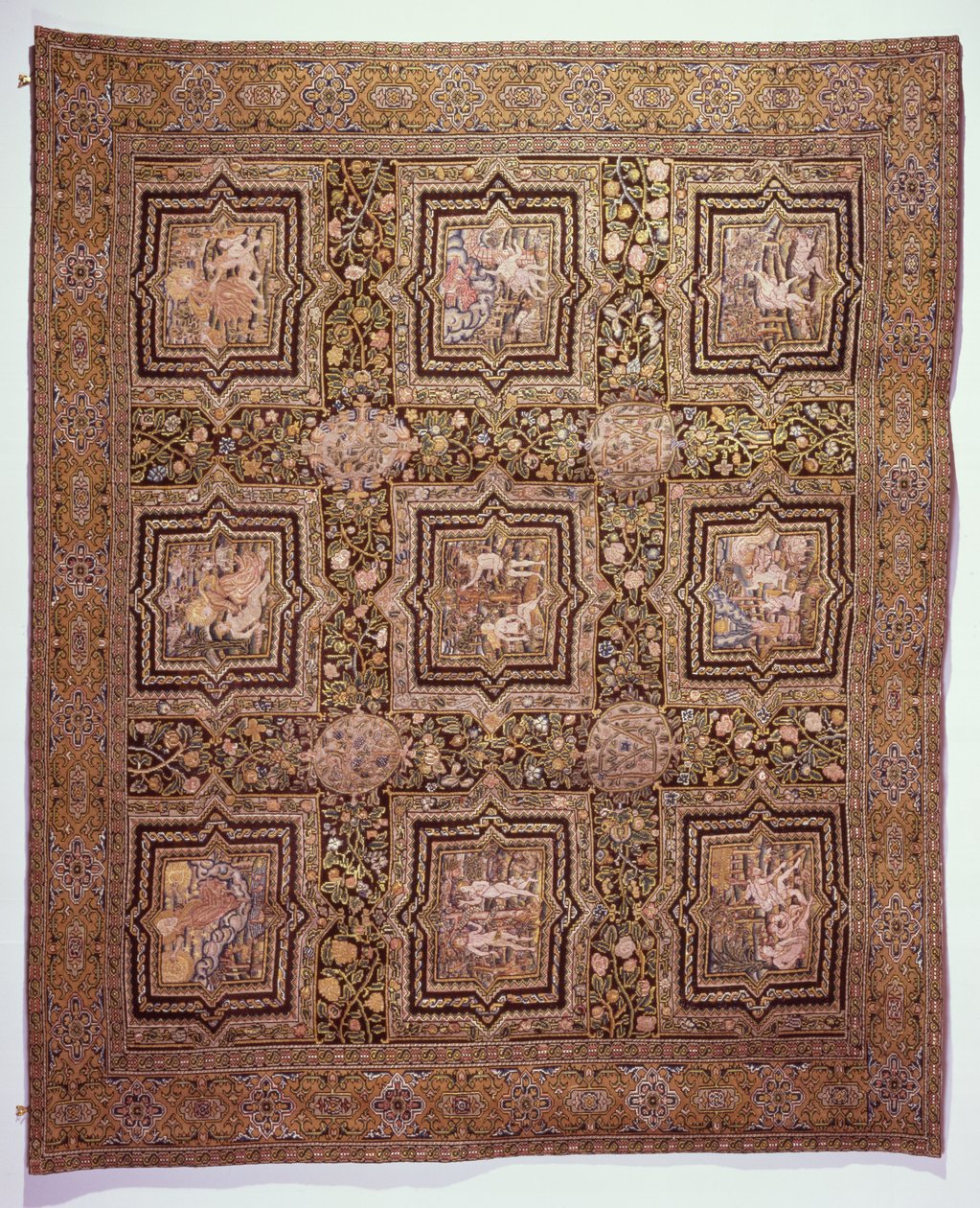 Haftowany dywan na stół ze scenami biblijnymi, ok. 1600 (wełna i jedwab na płótnie lnianym) autorstwa French School