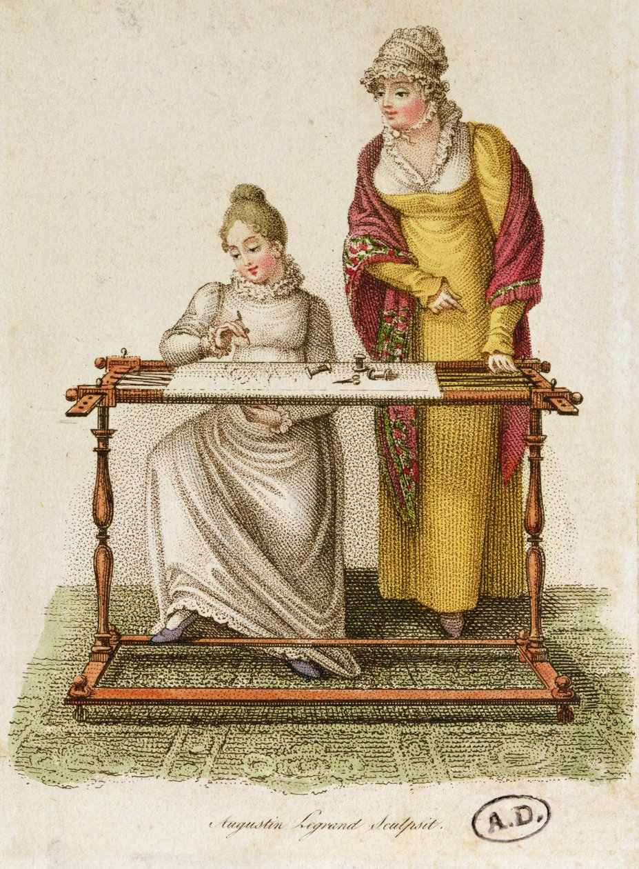 Haft, ok. 1810-20 (kolorowe grawerowanie) autorstwa French School