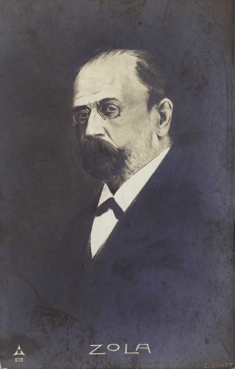 Emile Zola (1840-1902), francuski powieściopisarz, dziennikarz i dramaturg (litografia) autorstwa French School