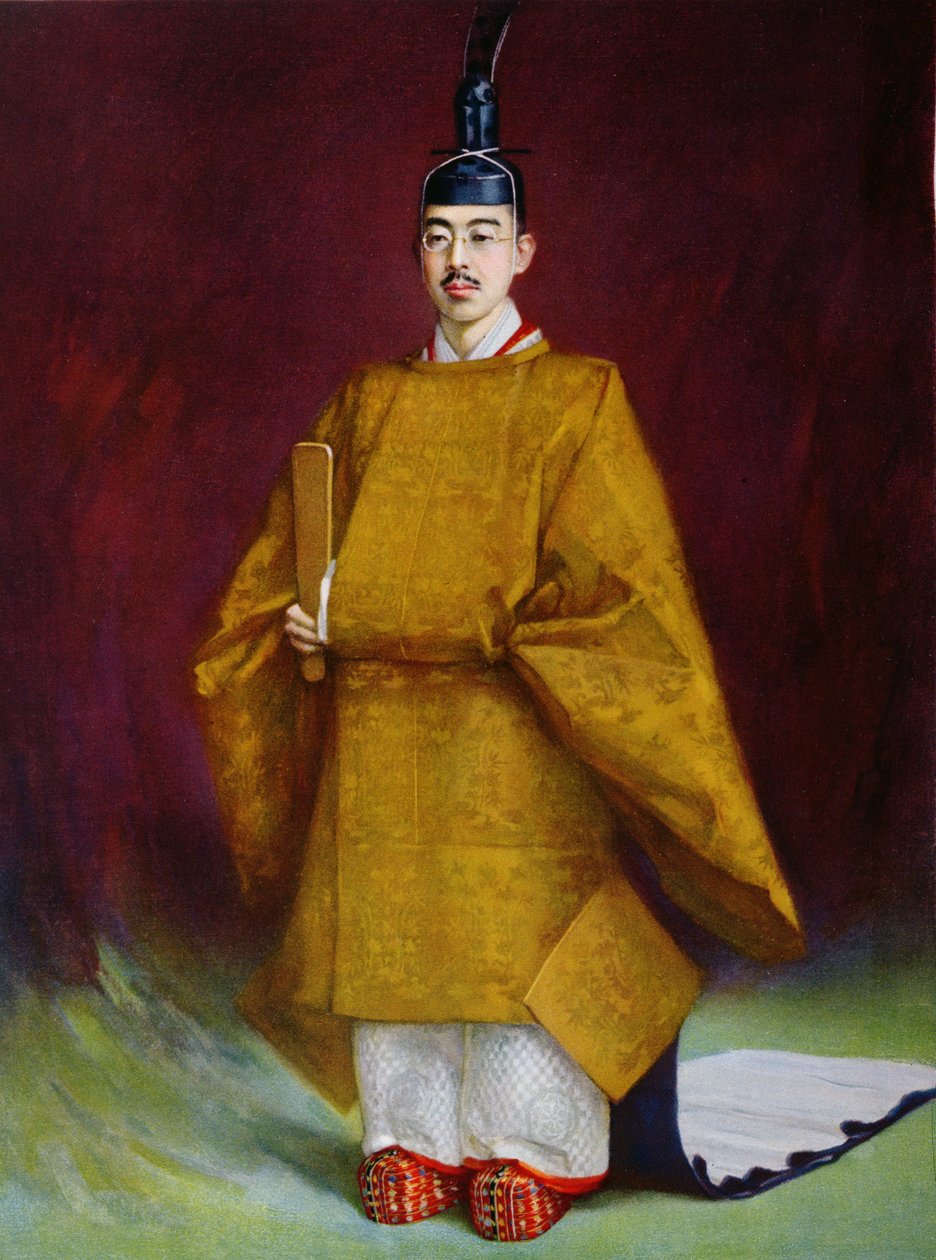Cesarz Hirohito (1901-1989) w stroju koronacyjnym, 1928 autorstwa French School
