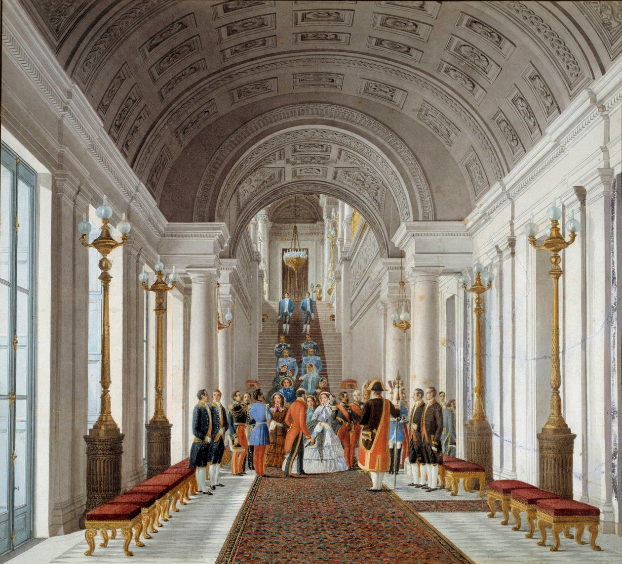 Cesarz Napoleon III (1808-1873) i Impress Eugenie (1826-1920) w Tuileries Anonimowe malowanie około 1860 r. Paryż, sztuka dekoracyjna autorstwa French School