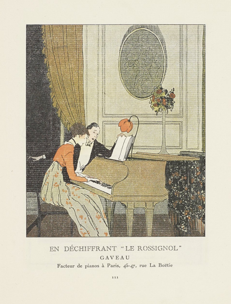 „Rozszyfrowanie „Le Rossignol”, reklama z La Gazette du Bon Ton, wyd. 1914 autorstwa French School
