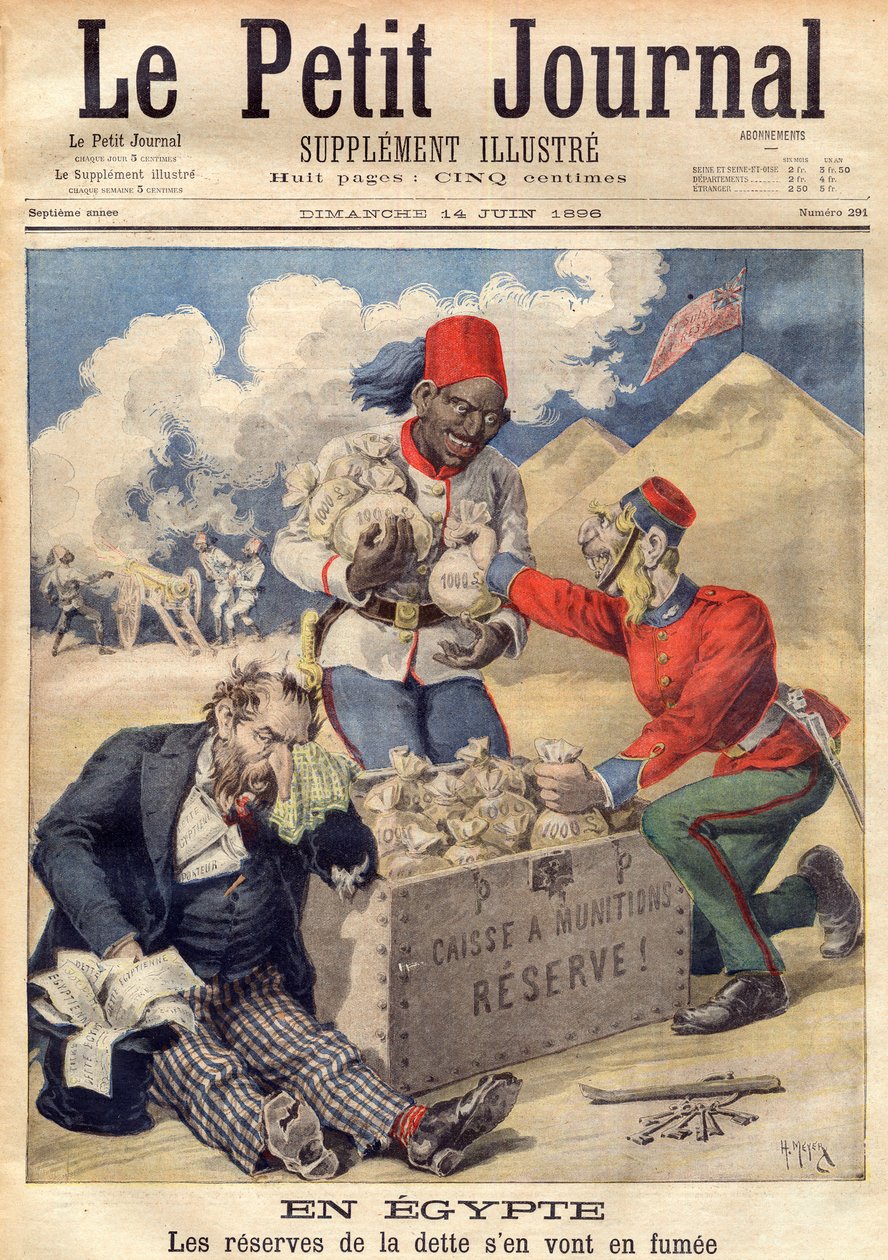 Anglia położyła rękę na rezerwach egipskiego długu na sfinansowanie operacji wojskowej w czerwcu 1896 r. - ilustracja z „Le Petit Journal” autorstwa French School