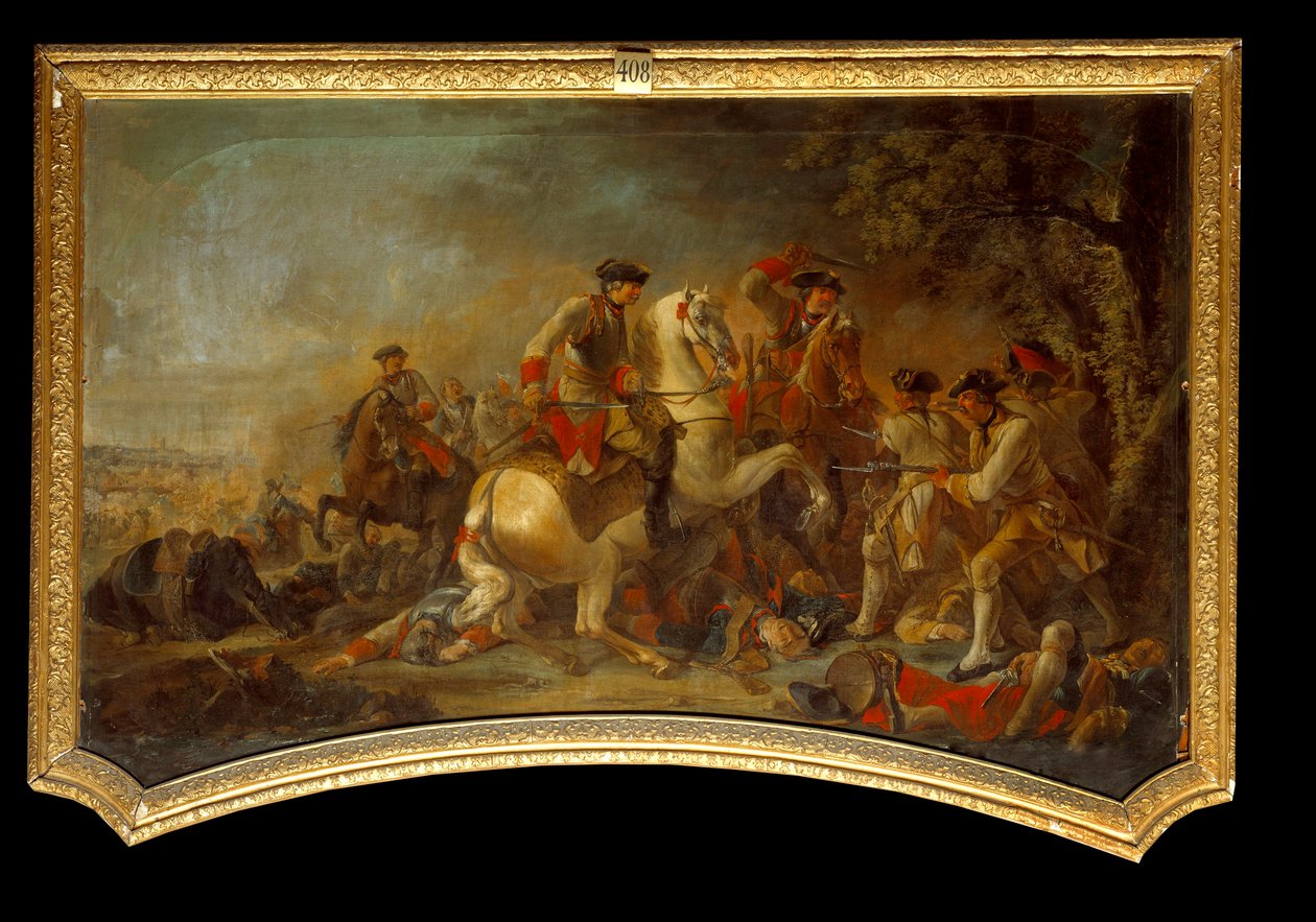 Epizod wojny siedmioletniej (1756-1763) między Prusami a Anglią. Anonimowy obraz Szkoły Francuskiej. XVIII-wieczne Chantilly, muzeum Conde autorstwa French School