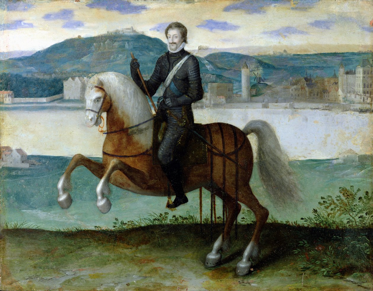 Portret konny Henryka IV (1553-1610) króla Francji przed murami Paryża, 1594 autorstwa French School