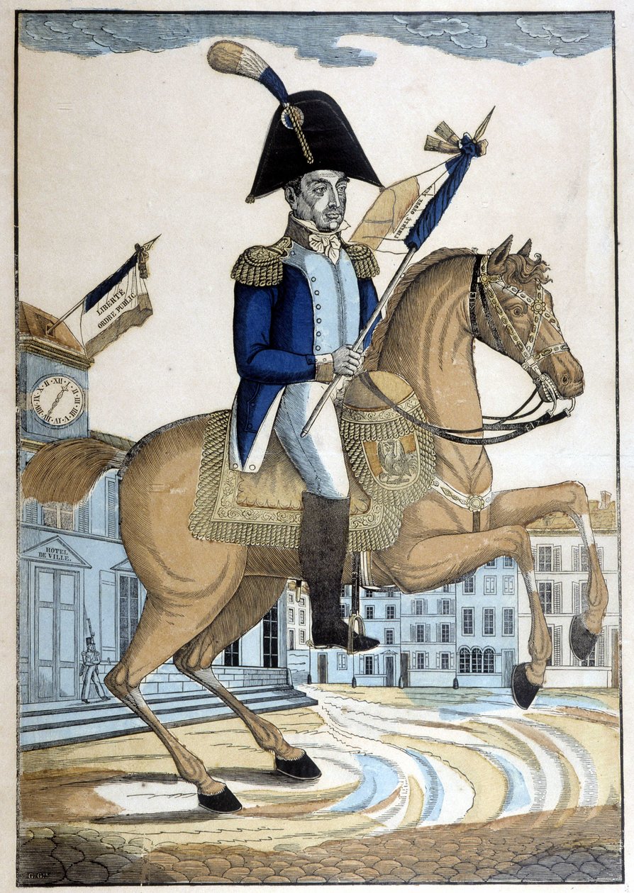 Portret konny generała Lafayette, głównodowodzącego Gwardii Narodowej Francji autorstwa French School
